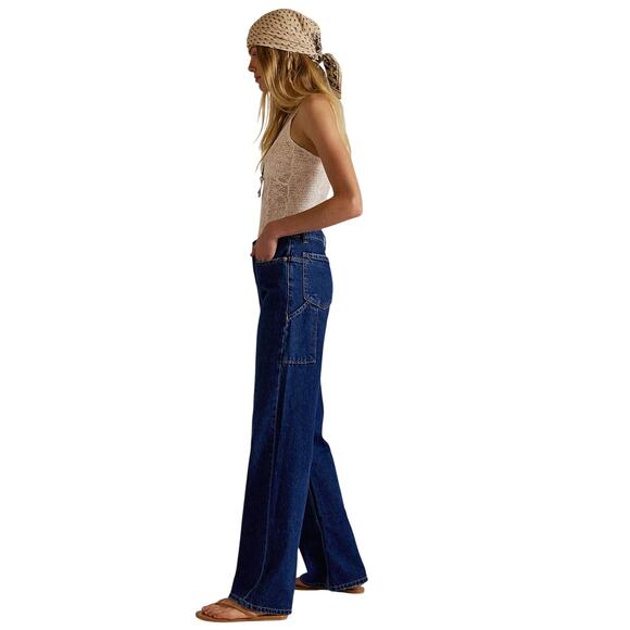 We The Free Tinsley Baggy High Rise Jeans size 30 New Dark Denim - Picture 2 of 11